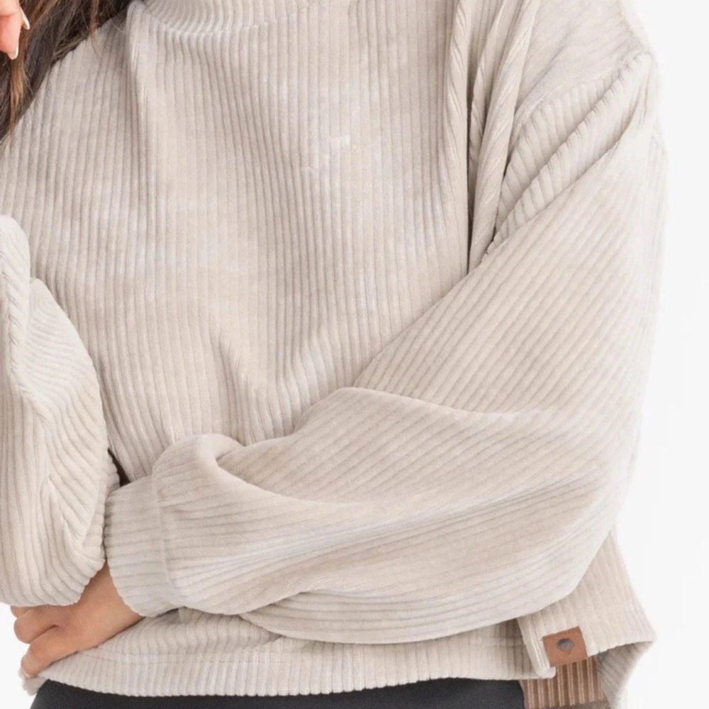 Ladies XSmall‎ Southern Shirt Cropped Corduroy Shirt Long Sleeves Beige